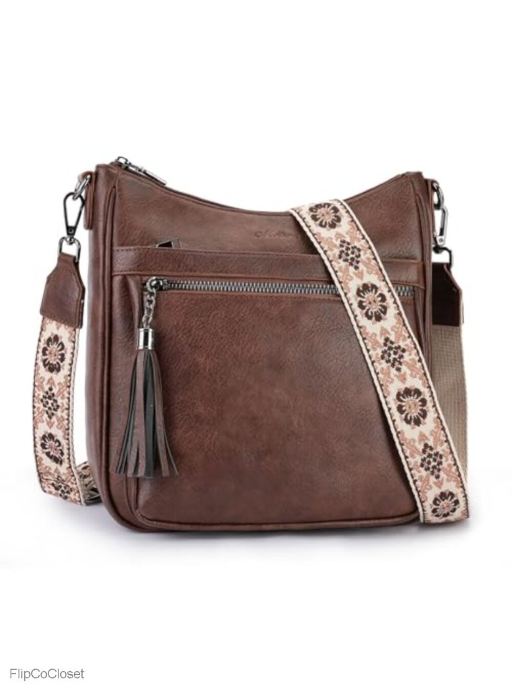 Vegan Leather Crossbody Hobo Bag with Tassel Medium Lightweight Shoulder Purse